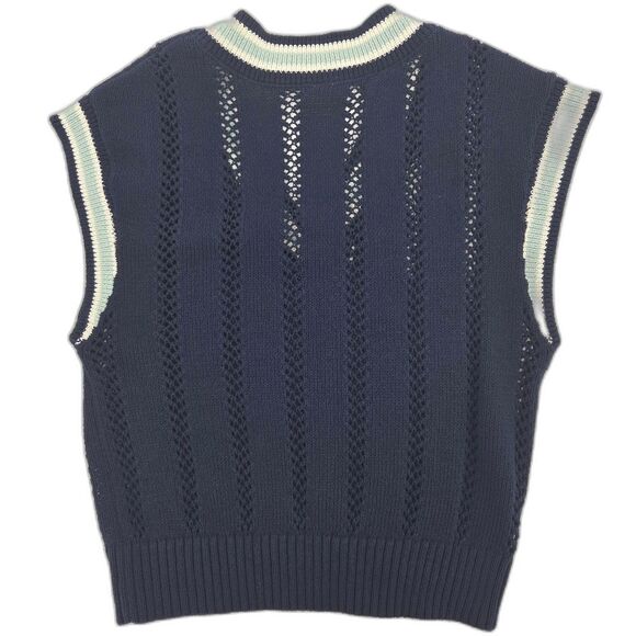 Lou & Grey Tennis Sweater Vest Womens Size Large Open Knit  Academia Golf Preppy - Picture 2 of 5